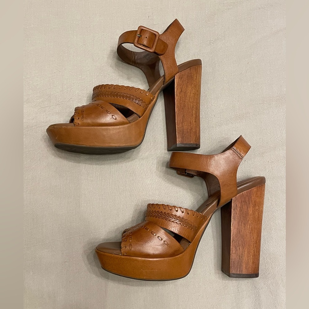 Kork-Ease Payton High Heel Platform Sandals Leather Cushioned Sole Size 10 EUC - Picture 2 of 9
